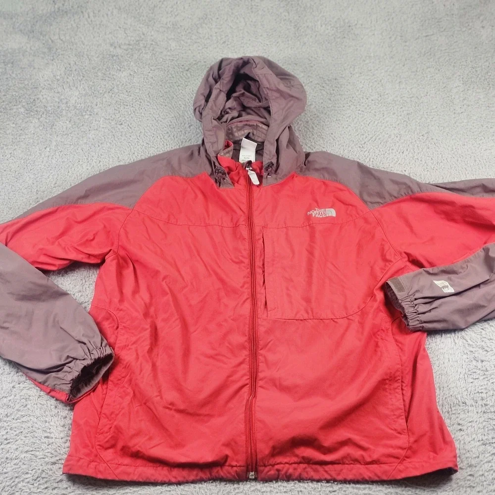 The‎ North Face Jacket Mens XL Red Gray Hooded Waterproof Windbreaker Rain